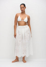 Broderie Midi Skirt - White - Matteau